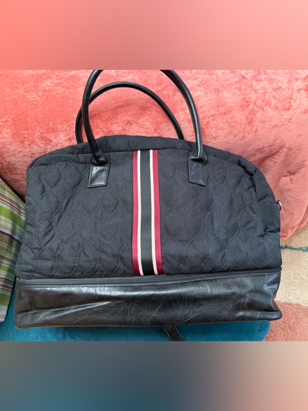 Quilted Weekender Bag, Overnight Travel Carry On Duffel with Shoe Pouch